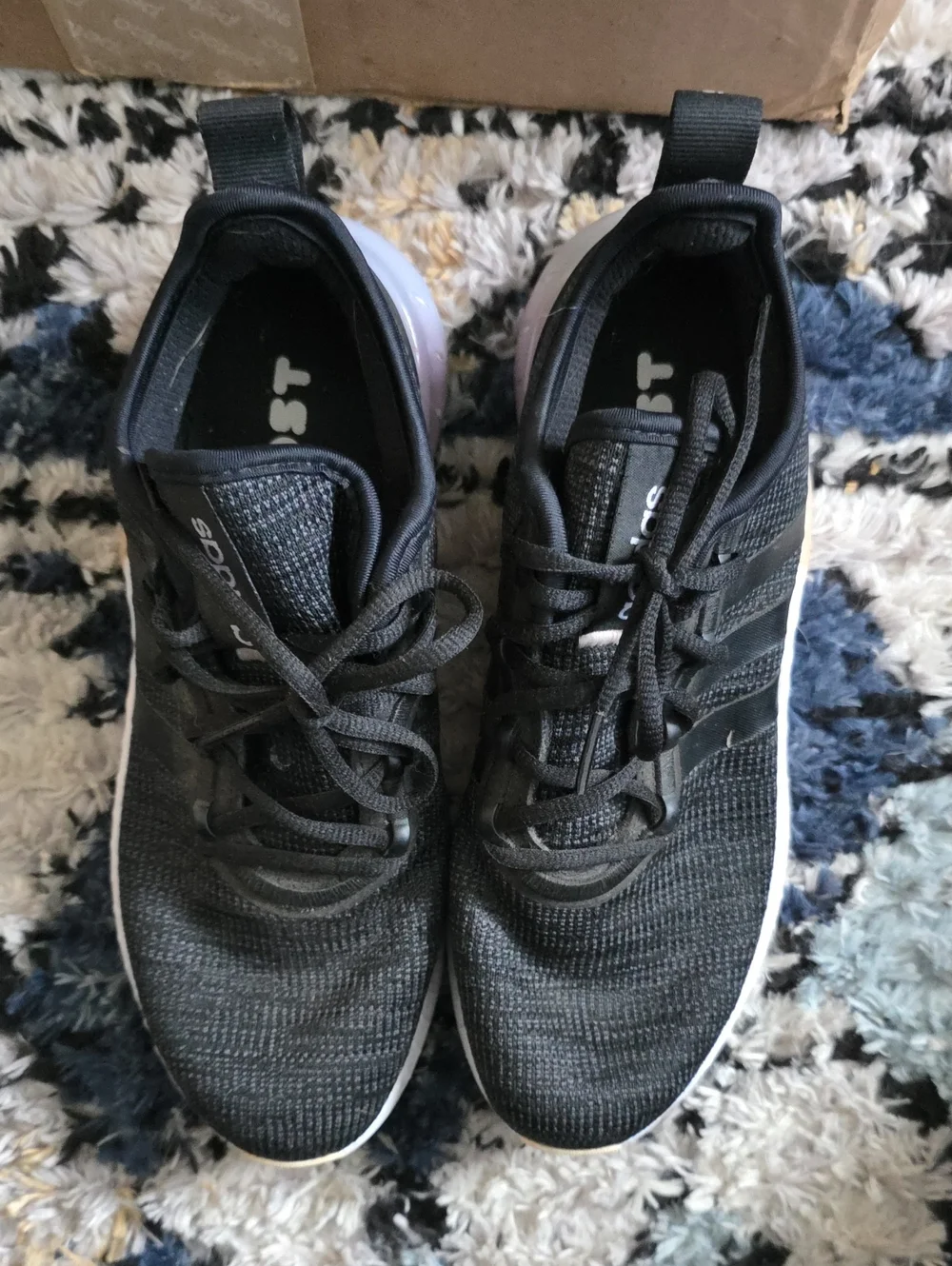 adidas Women's Black Athletic Running Shoes with White Midsole